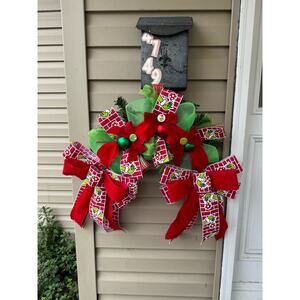 Grinch Mailbox Swag Topper Garland Decoration Handcrafted Christmas Home Decor